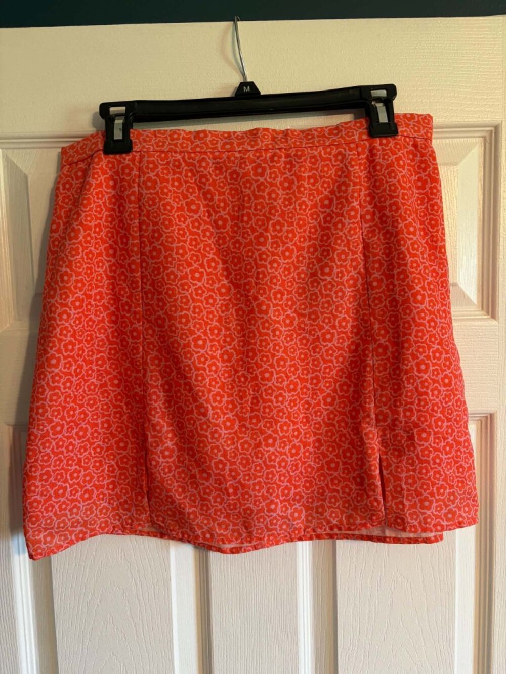 Le Lis Orange Pink Retro Mod Floral Mini Skirt L